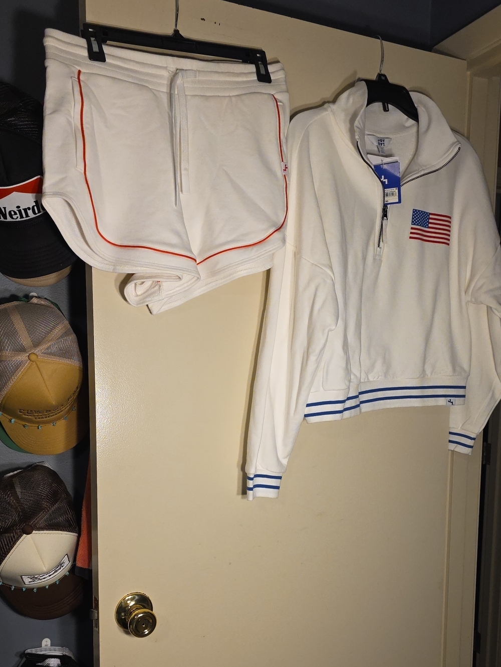 JoyLab White Sweatshirt with Blue Logo And Shorts